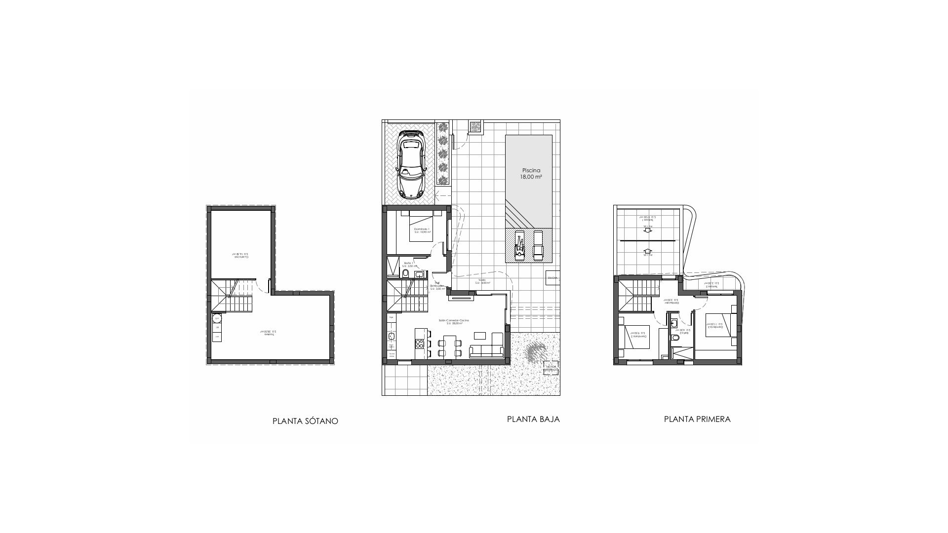 Villa floor plan, 3 bedrooms in LA VAGUADA No. 3